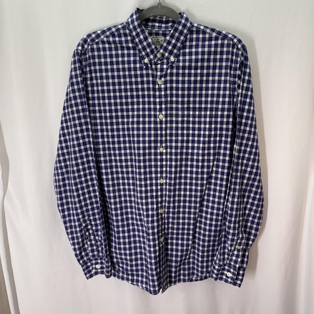 J.Crew Shirt Mens M Blue Check Plaid Long Sleeve Button Down Lightweight Cotton